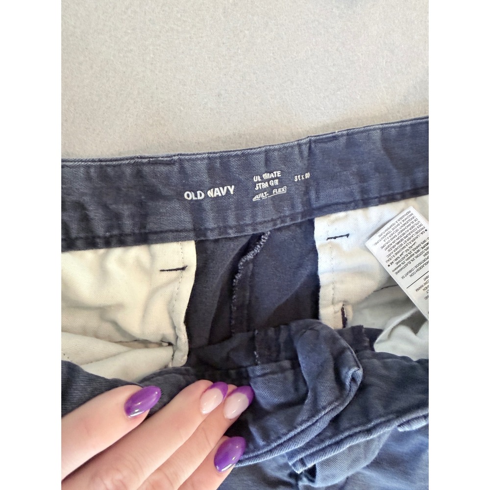 Old Navy Ultimate Straight Built-In Flex Chino Pants Navy Blue 31x30 Mens - Picture 5 of 6